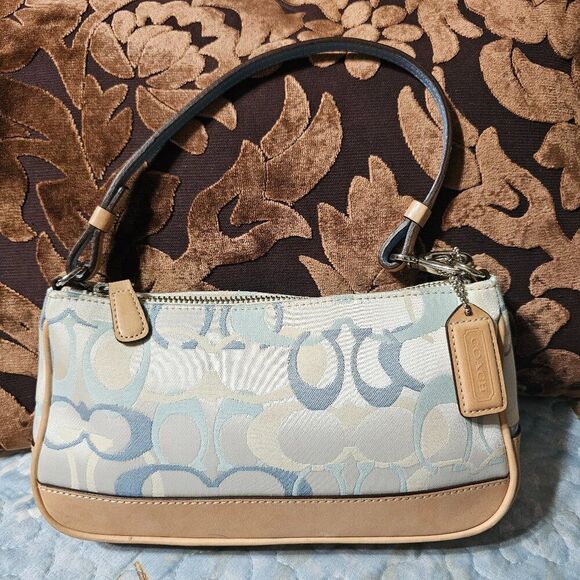 2004 Vintage y2k Coach Demi Shoulder Bag in Blue Optic Signature Monogram Purse - Picture 1 of 7